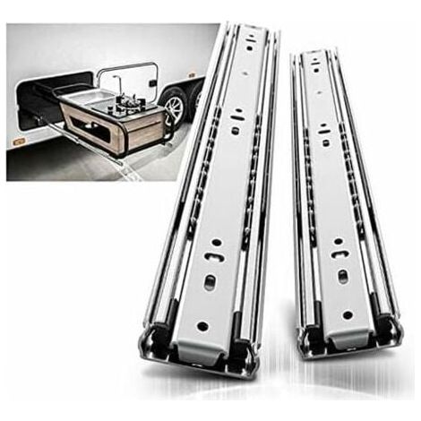 ZVD - Glissières de tiroir robustes 400 mm, rail coulissant à billes à extension complète, capacité de charge 68 kg, 1 paire (1/4)