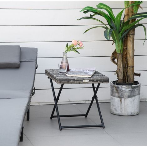 tavolo soggiorno 40x40 pieghevole rattan grigio HAVRYA (1/4)