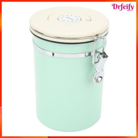 Boîte à café - - 1,8 L Menthe - Inox 304 - Hermétique - Roulette date (1/5)