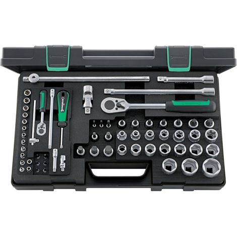 Set di chiavi a bussola 86TX 63 pezzi 1/4+1/2 pollici SW 4-30mm Z.22/36 6KT