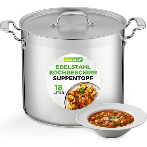 NutriChef Kochtopf 19L, Edelstahl mit Deckel, Induktion (1/5)
