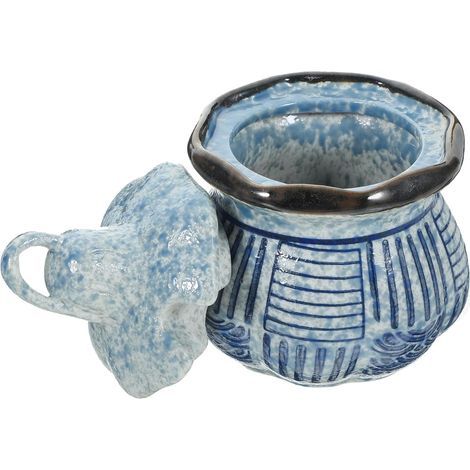 Pot Distributeur de Sauce Soja et Huile en Céramique 200 Ml Style Japonerie Couvercle Anti-impuretés Cuisine Maison et Restaurant, Récipient à Vinaigre et Condiments (1/5)
