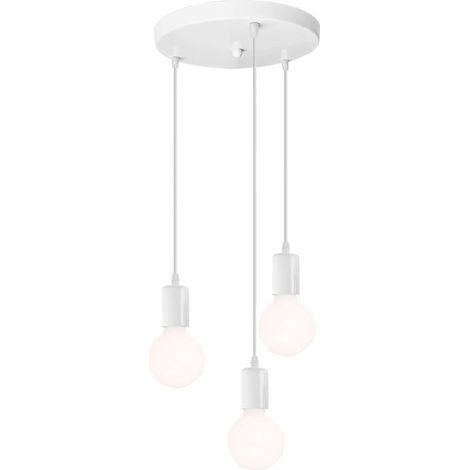 Luminaire Suspension Douille de lampe E27 avec Support de Disque Rond, Lampe de Plafond Edison Accessoires Pendentif - Blanc (1/4)