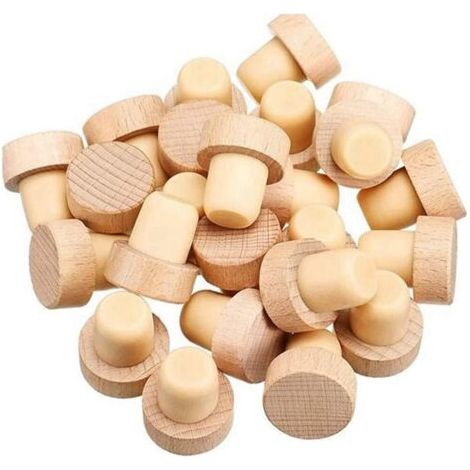 QORVA-Lot de 24 Bouchon Bouteille vin en forme de T, Bouchon en liege Réutilisables, Bouchons Bouteilles En bois et caoutchouc pour bouteille de vin et de bière, Huiles, (1/5)
