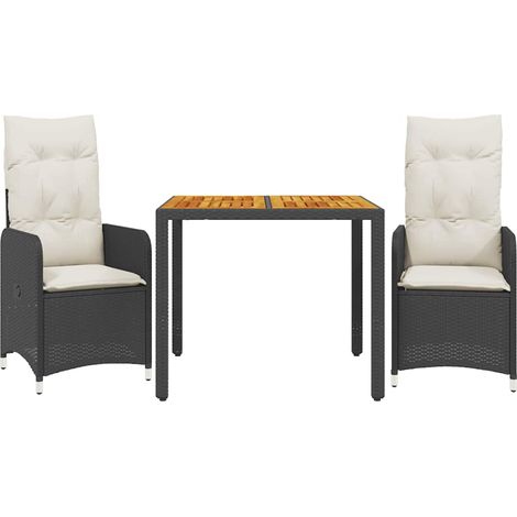 Maison Exclusive - 3-tlg. Garten-Bistro-Set mit Kissen Schwarz Po (1/5)