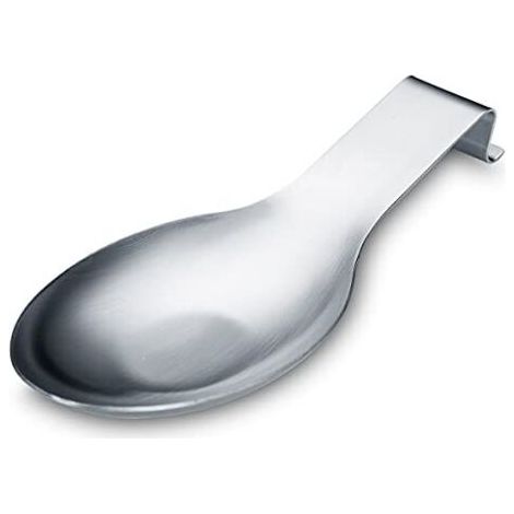 Repose Cuillère En Argent Mat, Porte Cuillère En Acier Inoxydable Pour Cuisinière, Porte Stensiles De Cuisine Pour Louches, Pinces, Spatule, Porte-cuillère Pour Cuisinière (1PC-9,5 Pouces) (1/4)