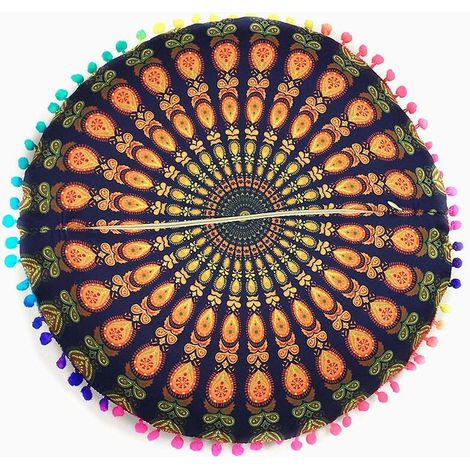 Indian Mandala Floor Pillows Round Bohemian Throw Pillows Cover Cushion Cover