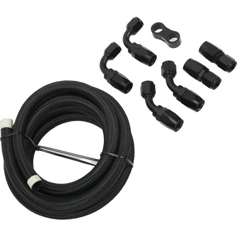 Kit de tuyau de carburant de 3 mètres, raccord AN6, adaptateur, tresse en aluminium et nylon pour liquide de refroidissement, diesel et huile hydraulique (1/5)