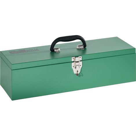 Werkzeugkiste aus Stahl 48x15,5x12 cm pulverbeschichtet mit Spannverschluss & Schlossöse bis 15 kg (1/5)
