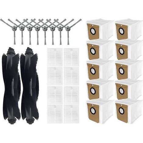 Ersatzteile für die Staubsauger Eufy Clean L50, L50 SES, L60, L60 SES, L60 Hybrid, G50 und G50 Hybrid: Hauptbürste, HEPA-Filter und Staubbeutel.