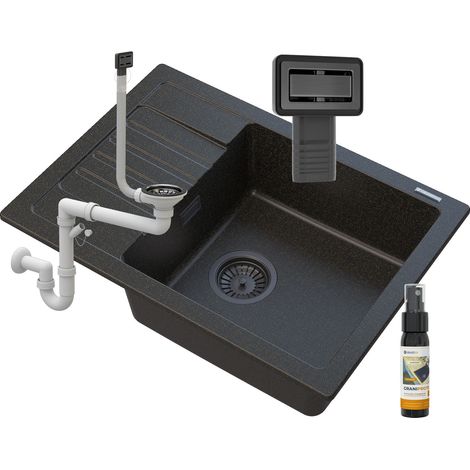 GOLDEN ARGOS GRANIT ÉVIER + SIPHON SQUARE BLACK (1/5)
