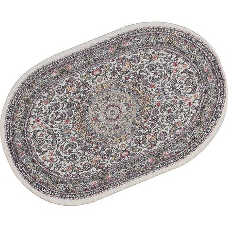 Tapis miniature 1/12 Mini tapis vintage tissé accessoire de décoration pour maison de poupée ovale B02 beige (1/5)