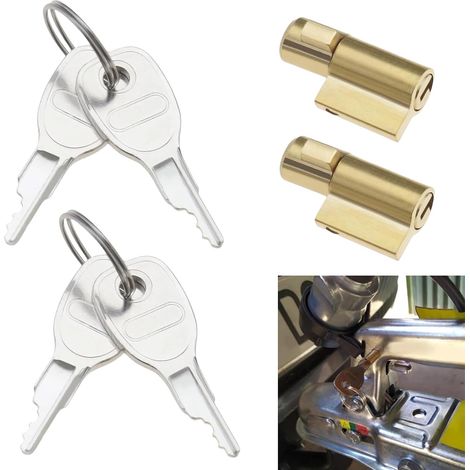 2 Pièces Antivol Remorque avec 4 Clé, Cadenas Remorque, Verrouillage à Fiche, Antivol pour Attelage de Remorque, Compatible avec Remorque pour Earth, Daxara, Maypole