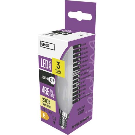LED-Glühbirne Filament milchig Kerze E14 4,2W WW (1/5)