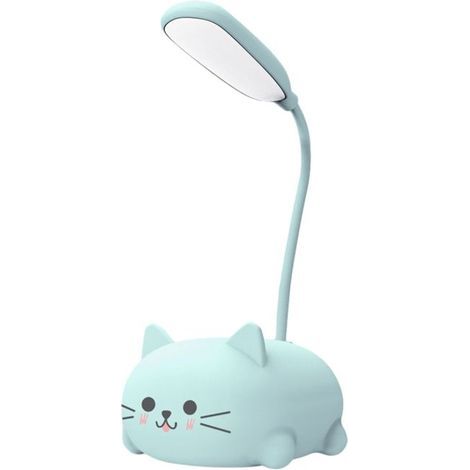 Mini night light, small folding LED desk lamp, USB charging, eye protection, blue cat (1/4)