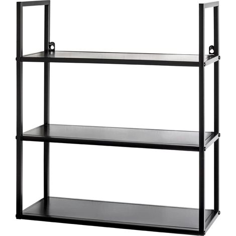 étagère Murale Noir, métal - Dim.: L 50 cm x H 58 cm x P 20 cm, Style: Modern (1/5)
