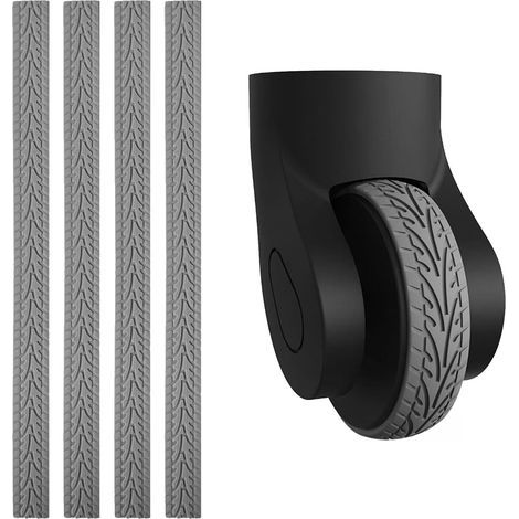 Lot de 4 housses de protection pour roue de bagages, protection en caoutchouc, silencieuse, en silicone, imperméables, résistantes à l'usure et à la découpe souhaitée pour roues de bagages (1/4)