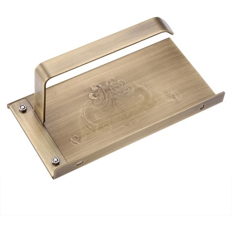 Porte-papier toilette/salle de bain ancien en laiton avec étagère pour téléphone, fixation murale, couleur bronze. (1/5)