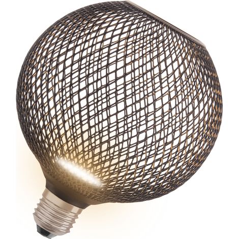 OSRAM DECOR LED FLAT GLOBE è una lampada piatta rotonda da 3,5W, 300lm/2700K, in bianco caldo 827, satinata, in plastica nera, con filettatura E27, non dimmerabile, diametro 125 mm. (1/5)