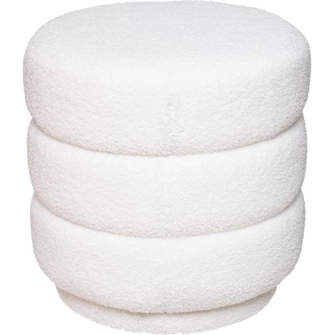 Atmosphera – Pouf blanc moumoute 40x40cm – Structure MDF – Rembourrage mousse polyuréthane – Tissu polyester – Confort et élégance intérieure