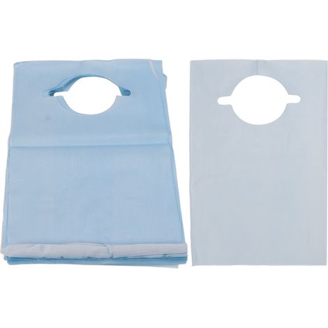 Tabliers jetables 40 x 60 cm, lot de 100, imperméables et antitaches, adaptés aux restaurants, salons de beauté, cabinets dentaires et établissements pour personnes âgées. Bleus. (1/5)