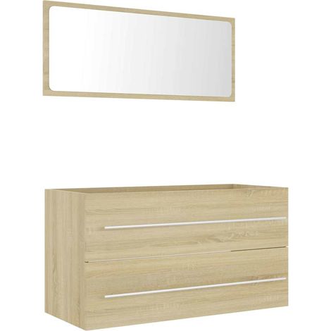 Ensemble de meubles de bain 2 pcs Chêne sonoma Aggloméré (1/5)