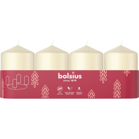Bolsius Stumpenkerzen 4er Tray Ø 4 x 6 cm weiche perle Duftkerze