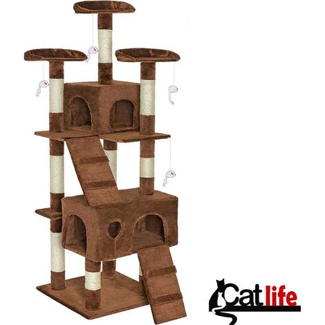 Tiragraffi per Gatti Albero Sisal Parco Giochi Gatto Tira Graffi 170cm Marrone