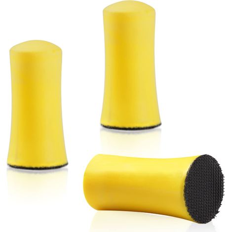 Lot de 3 blocs de ponçage à la main de 2,5 cm, mini crochet et boucle de ponçage pour la restauration de meubles en bois, le polissage de la maison et de la voiture (jaune)