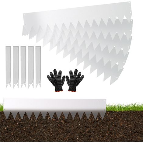 Jiubiaz Borduras de jardín con consejos DIY Cercado de césped Plata de metal galvanizado Cercado de camino Cercado de césped Plata 100x20cm 25m (1/5)