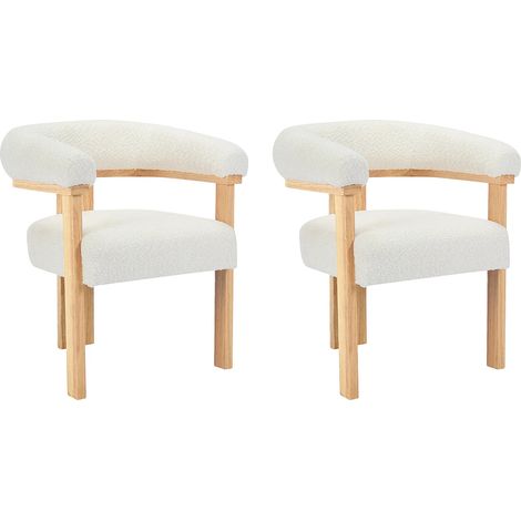 Sedia con braccioli Tessuto bouclette Legno di hevea Bianco Naturale - Lotto di 2 - LIVELIA di Pascal MORABITO (1/5)