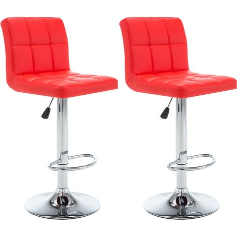 Conjunto de 2 taburetes altos de bar regulables en altura en PVC rojo y acero DEC029873 (1/5)