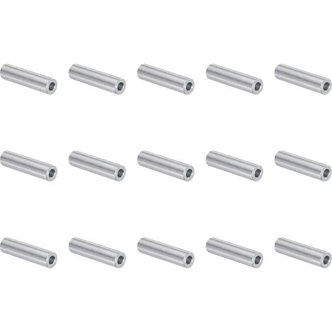 15Pcs Entretoise en Aluminium de 5mm Alésage x 10mm de Diamètre Extérieur x 40mm de Longueur, Finition Lisse, Entretoise Métallique Ronde pour Vis M5, Boulons et Tiges (1/5)