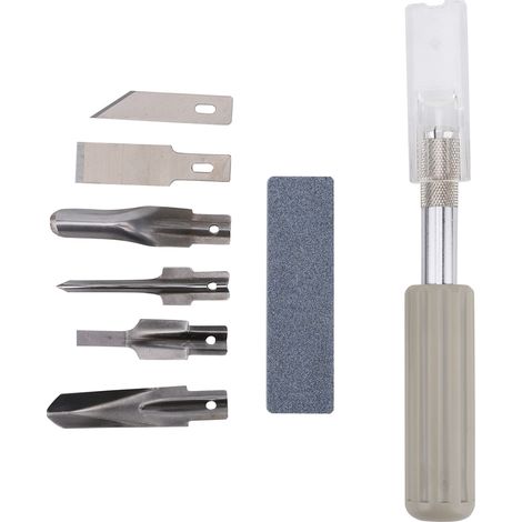 Couteau à graver pour tampons en caoutchouc, outil de gravure pour tampons en caoutchouc, livré avec 6 lames interchangeables. (1/5)
