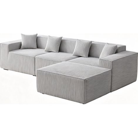 Sofá esquinero modular y sofá cama 277 cm gris de chenilla, espuma de alta densidad, sin montaje (1/5)
