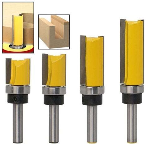 Jeu de 4 mèches de toupie, tige de 8mm, profil, rainure, flûte, travail du bois, outils de coupe professionnels, toupie, jaune (1/4)