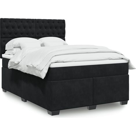 Boxspringbett mit Matratze Schwarz 160x200 cm Samt