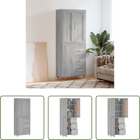vidaXL Schrank - Highboard Grau Sonoma 69,5x34x180 cm Holzwerkstoff (1/5)