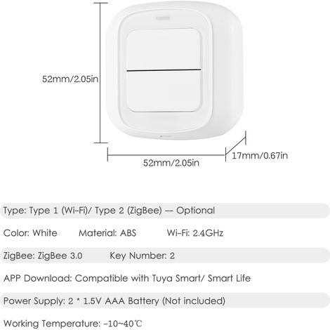 Bouton-poussoir double scène intelligente ZigBee pour domotique DIY, liaison de scènes, contrôle à distance par application, interrupteur d'éclairage intelligent, contrôle d'appareils électroménagers (1/5)