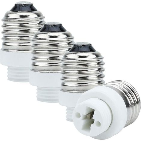 4 adaptadores de casquillo E27 a G9 en color blanco - Juego de 4 convertidores de formato para casquillos de bombillas incandescentes, LED, halógenas y de bajo consumo. (1/4)