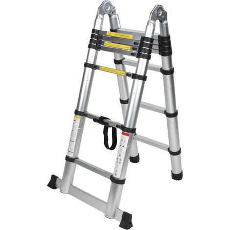 Échelle Télescopique Portable,Échelle télescopique en alliage d'aluminium de 4.4M, échelle d'extension polyvalente pliable, capacité de maintien de 150Kg (1/5)