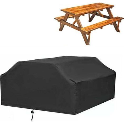 Housse de protection monobloc pour tables et chaises de jardin, housse de protection 210D pour tables de jardin, housse de protection rectangulaire pour bancs de terrasse, tables de pique-nique et cui (1/4)