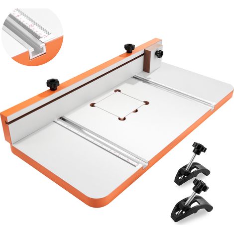 VEVOR Table pour Perceuse a Colonne 605x300 mm Table de Percage pour Perceuses a Colonne, avec Butee et Guide Reglables, Rainures T Compatibles avec Divers Etaux Pinces, Plateau MDF, Echelle Integree (1/5)