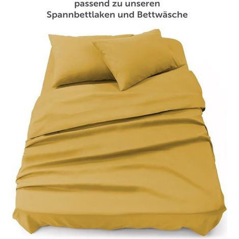 Drap Plat - 180x275 cm - Pour Lit 120x190 cm ou 120x200 cm - Microfibre Respirante - Jaune Moutarde - 1 Pièce (1/5)