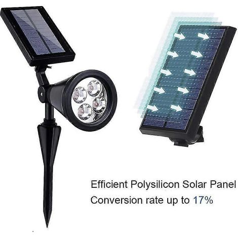 Lampes solaires de jardin, 4 lampes solaires LED de jardin, lumière blanche (1/2)
