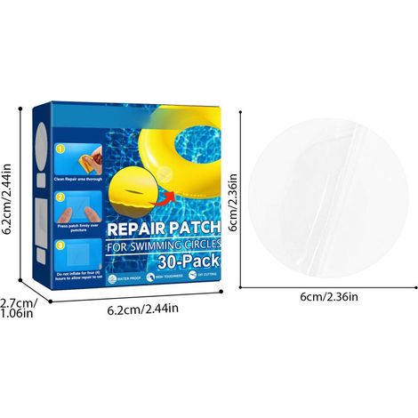 Lot de 30 patchs de réparation imperméables et auto-adhésifs pour bouées, tentes et matelas gonflables d'extérieur.
