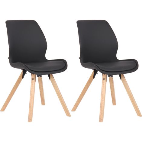Lot de 2 chaises de salle à manger en synthétique noir style scandinave pieds bois CDS101135 (1/5)