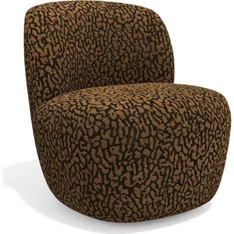 Fauteuil pivotant en tissu à motif brun (1/5)