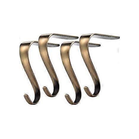 SZTXJ Metall-Weihnachtsstrumpfhalter, Kaminsims-Strumpfaufhänger, Regal-Kamingirlanden-Set (Bronzefarbe, 4 Stück)