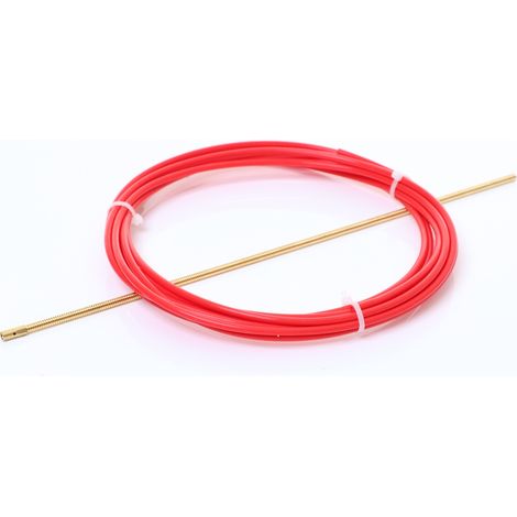 ELMAG PTFE-Seele 4,5 m rot, f. Alu-, Edelstahl u. Miglötdraht Ø 1,0 -1,2 mm, mit Führungsspirale, Haltenippel & O-Ring (1/2)